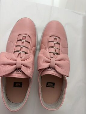 Moschino Pink Leather Bow Lace-Up Sneakers